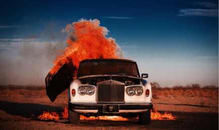 Artist burns Rolls-Royce & calls it art