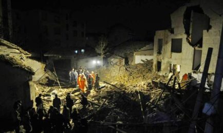 Renewable energy topples building