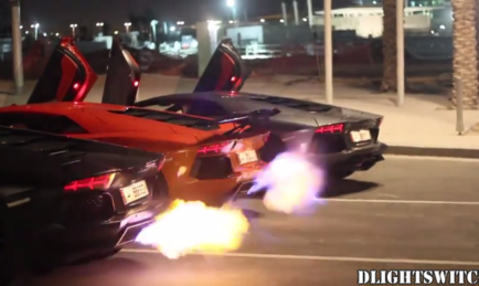 Aventador trio have a FLAME competition