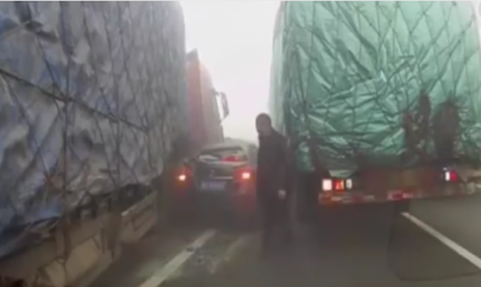 Narrow escape from wayward Truck