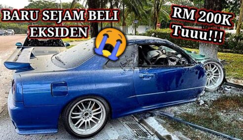 Baru Sejam Beli, Kereta Nissan Skyline GT-R R34 Hancur Dipandu ‘Runner’
