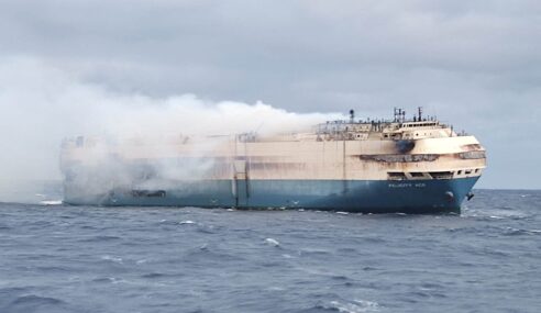 Electric Batteries Keeping Fire Alive On Ship Ferrying Thousands of Luxury Cars