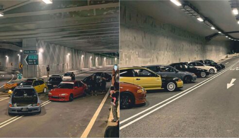 Geng Honda Civic Buat Hal Susun Kereta Dalam Terowong