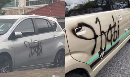 Polis Buru Budak Lelaki Conteng Kereta Dengan Perkataan Tak Senonoh.