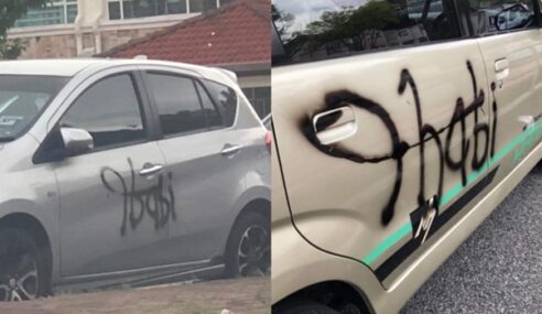 Polis Buru Budak Lelaki Conteng Kereta Dengan Perkataan Tak Senonoh.