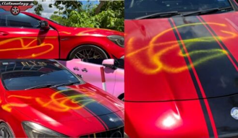 Kereta Mercedes Pengasas Kosmetik Diconteng Akibat Dengki