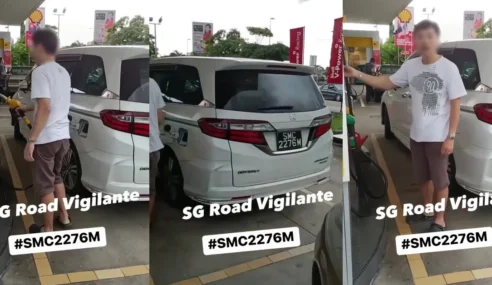 Man Refuelling Singapore-Registered Car with RN95 Petrol Claims to be Malaysian