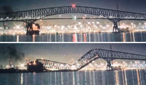 Baltimore Bridge Collapses After Being Hit by Singaporean Ship