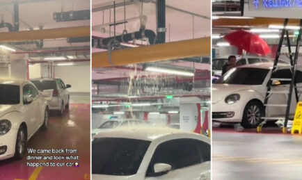 VW Beetle Turns into a Dung Beetle at TRX Mall as Pipe Bursts in Carpark