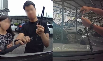 Couple in Johor Caught On Dash Cam Stealing Windscreen Wipers in Car Park