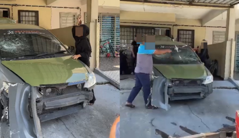 WANITA TEKAD HANCURKAN KERETA