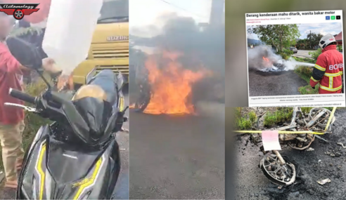 WANITA BAKAR MOTOSIKAL SELEPAS DIUGUT KENA TARIK.