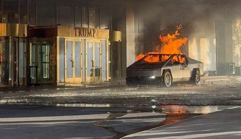Tesla Cybertruck Explodes In Front of Trump’s Las Vegas Hotel