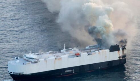 Cargo Ship Abandoned As EVs On Board Burn Out Of Control