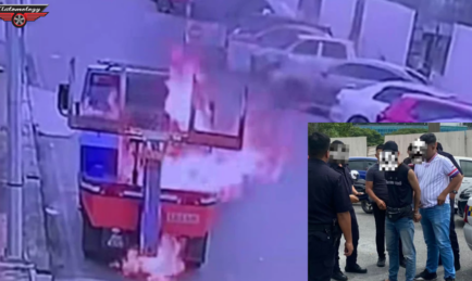 BAKAR LORI TUNDA MBJB : LELAKI BARAN SEBAB TAK MAMPU BAYAR KOMPAUN.