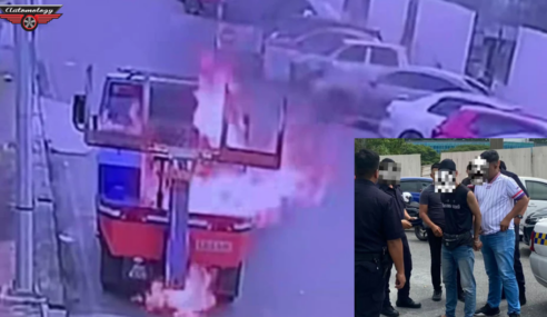 BAKAR LORI TUNDA MBJB : LELAKI BARAN SEBAB TAK MAMPU BAYAR KOMPAUN.