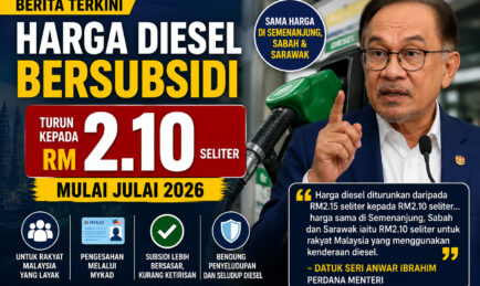 Harga Diesel Bersubsidi Turun kepada RM2.10 Seliter Mulai Julai 2026