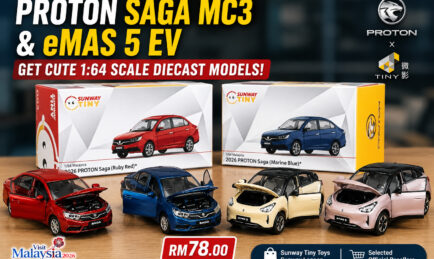 Proton Saga MC3 and eMas 5 EV get cute 1:64 scale diecast models.